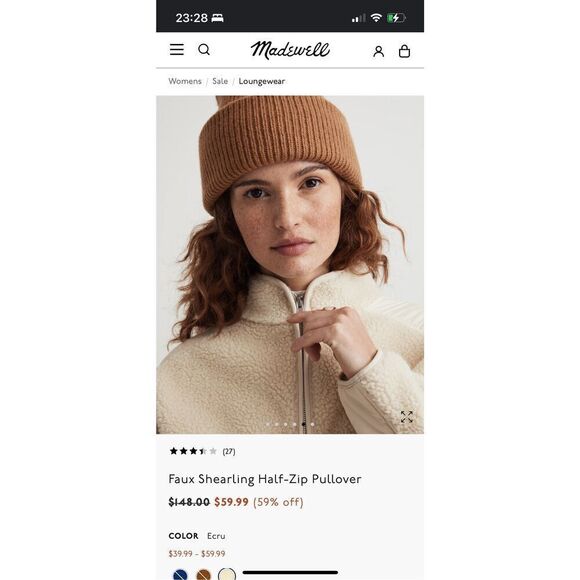 NWT Madewell Faux Shearling Half-Zip Pullover in Ecru size S - Picture 14 of 14